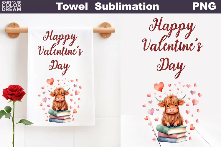 Valentine Kitchen Towel Sublimation | Valentines Day Towel