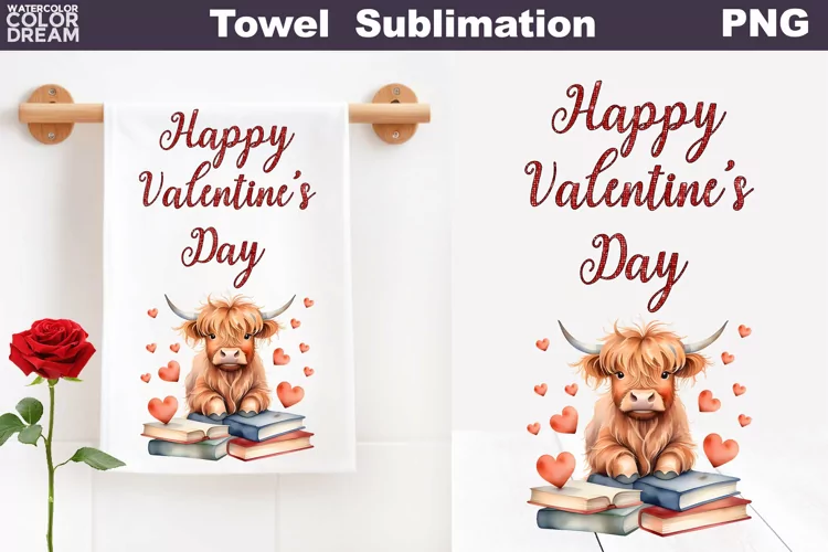 Valentine Kitchen Towel Sublimation | Valentines Day Towel
