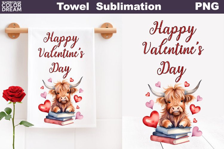 Valentine Kitchen Towel Sublimation | Valentines Day Towel example image 1