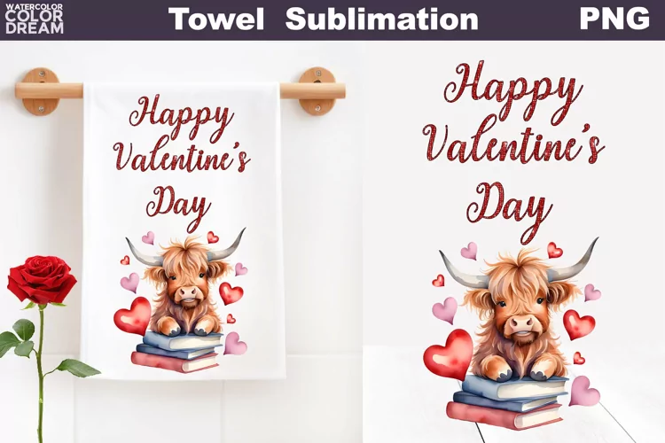 Valentine Kitchen Towel Sublimation | Valentines Day Towel