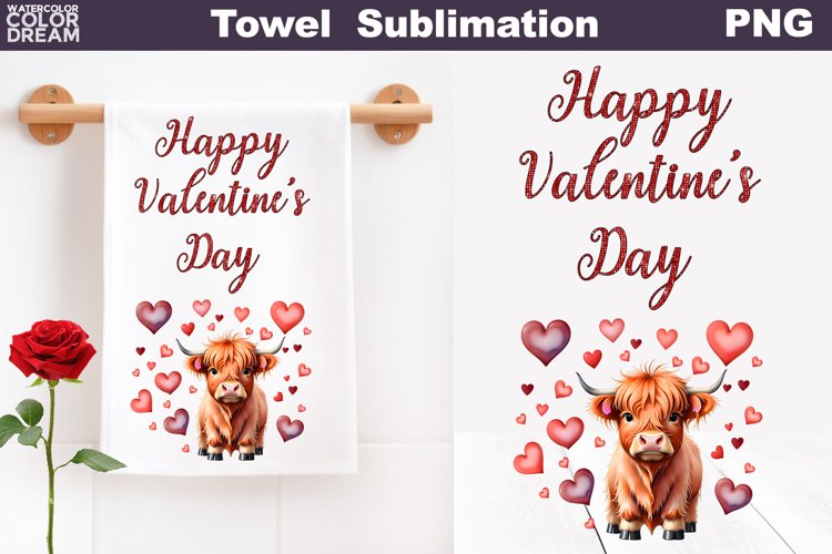 Valentine Kitchen Towel Sublimation | Valentines Day Towel