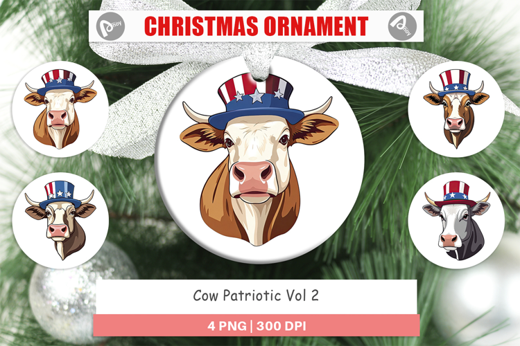 Ornament Cow Patriotic