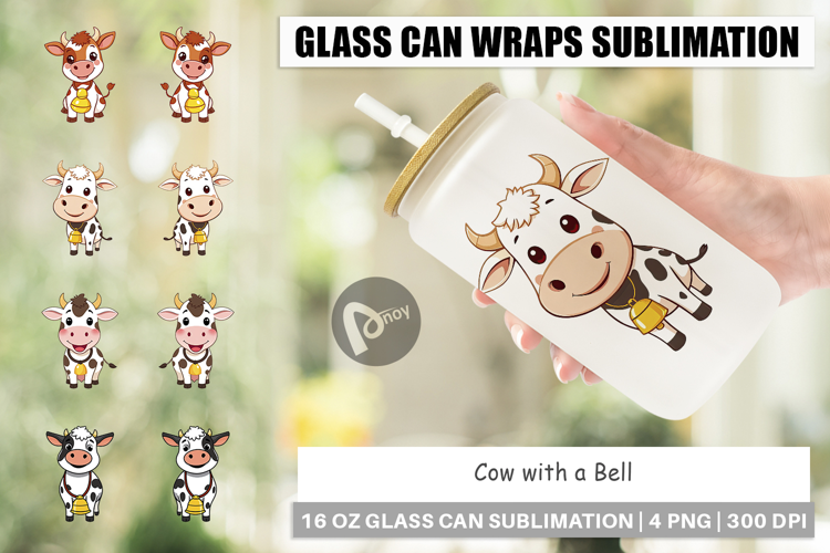 Glass Can Cow with Bell