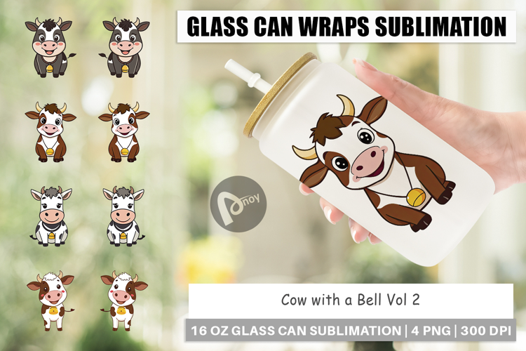 Glass Can Cow with Bell