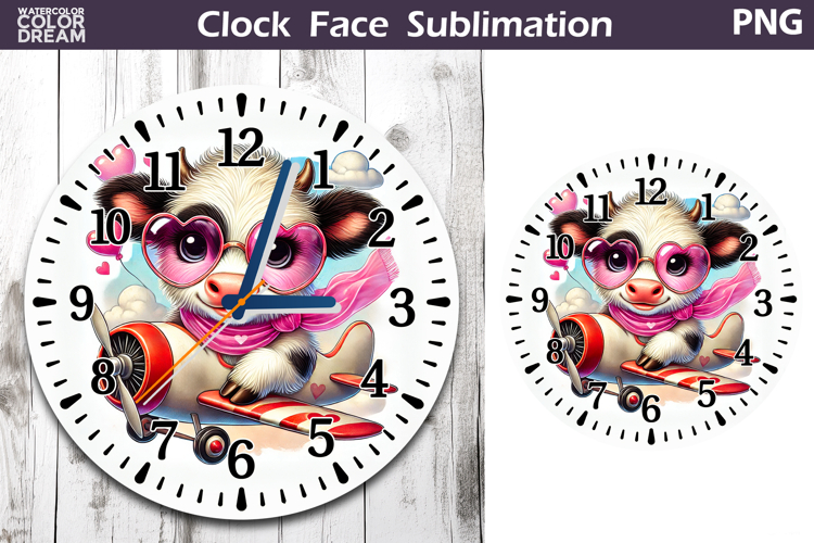 Cow Valentine Clock Face | Valentines Day Clock Design