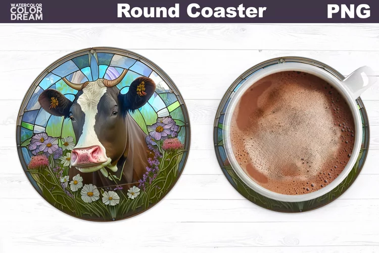 Farm Cow Coaster | Round Coaster Sublimation