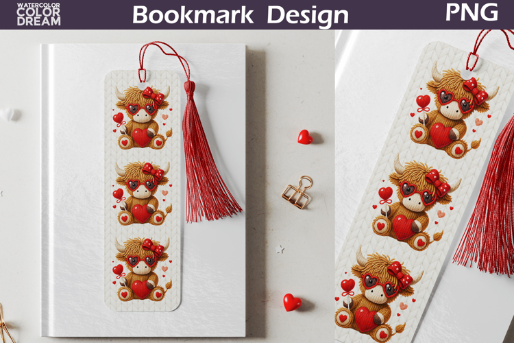 Valentine Bookmarks | Highland Cow Bookmark