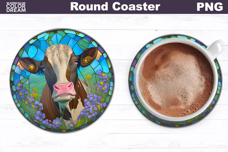 Farm Cow Coaster | Round Coaster Sublimation example image 1