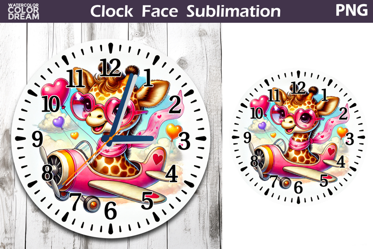 Giraffe Valentine Clock Face | Valentines Day Clock Design