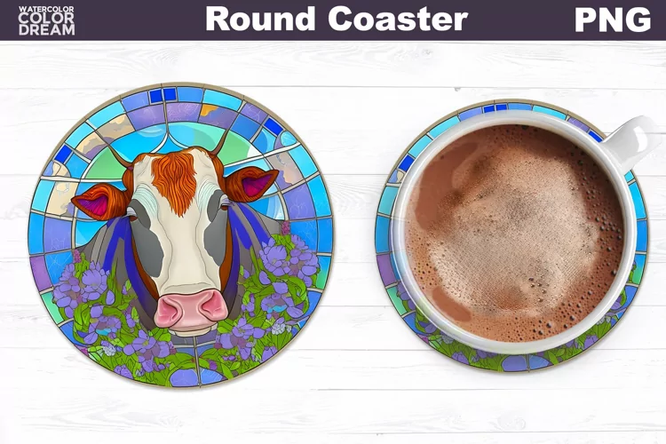 Farm Cow Coaster | Round Coaster Sublimation