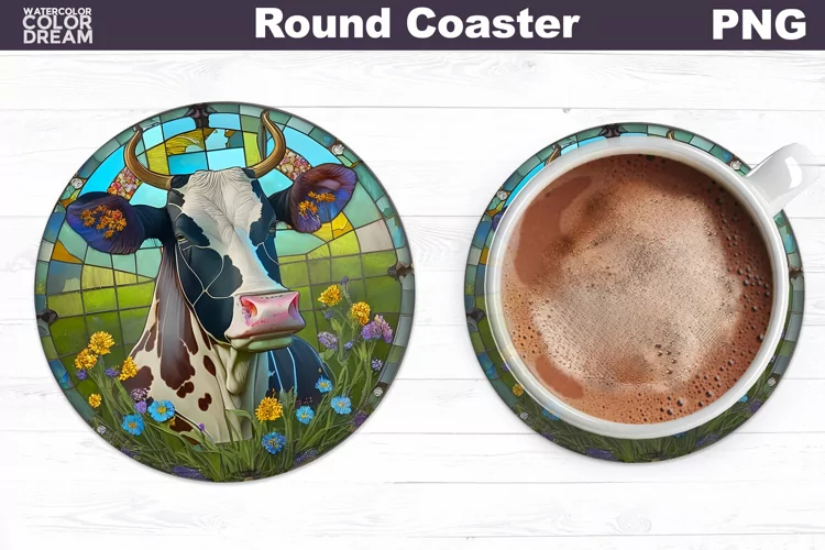 Farm Cow Coaster | Round Coaster Sublimation