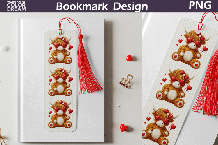Valentine Bookmarks | Highland Cow Bookmark