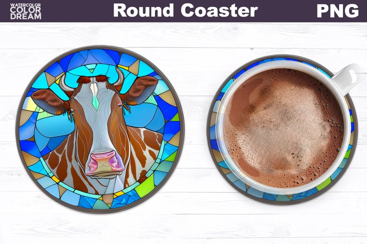 Farm Cow Coaster | Funny Cow Round Coaster example image 1
