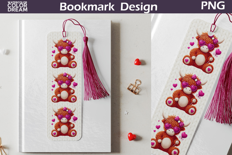 Valentine Bookmarks | Highland Cow Bookmark