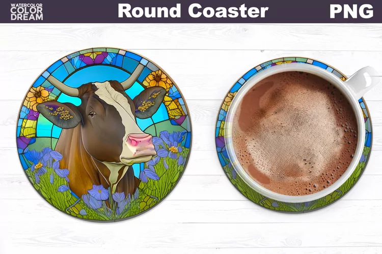 Farm Cow Coaster | Funny Cow Round Coaster