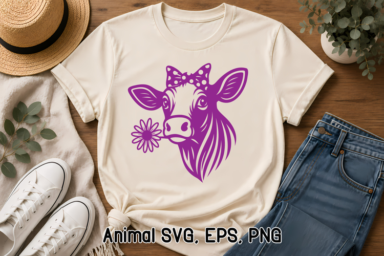 Cute cow bow SVG design | Cute farm animal SVG