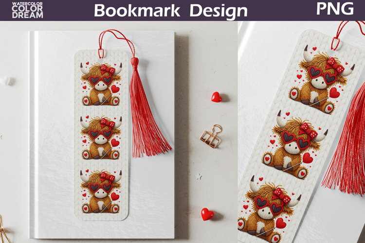 Valentine Bookmarks | Highland Cow Bookmark