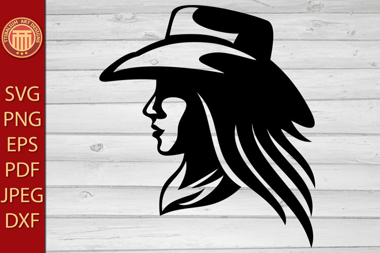 Cowgirl Head Profile - eps, jpg, dxf, svg, pdf, png files