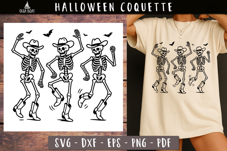 Cowboy Dancing Skeletons SVG Funny Halloween