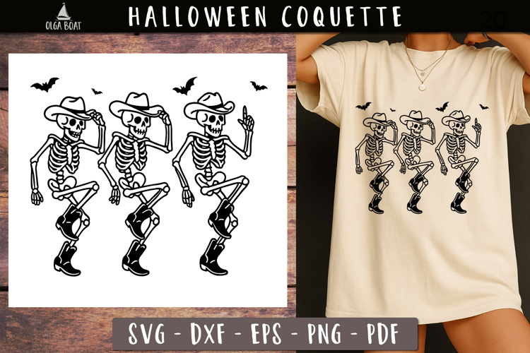 Cowboy Dancing Skeletons SVG Funny Halloween