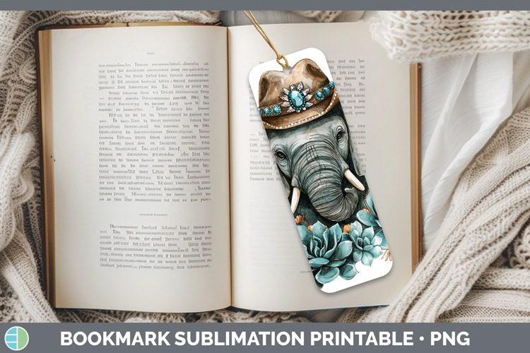 Cowboy Elephant Bookmark Sublimation Printable Designs