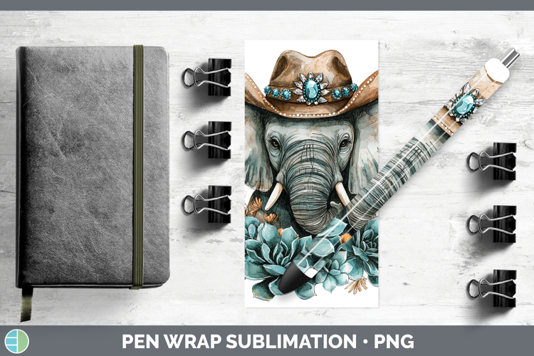 Cowboy Elephant Pen Wrap Sublimation Pen Designs