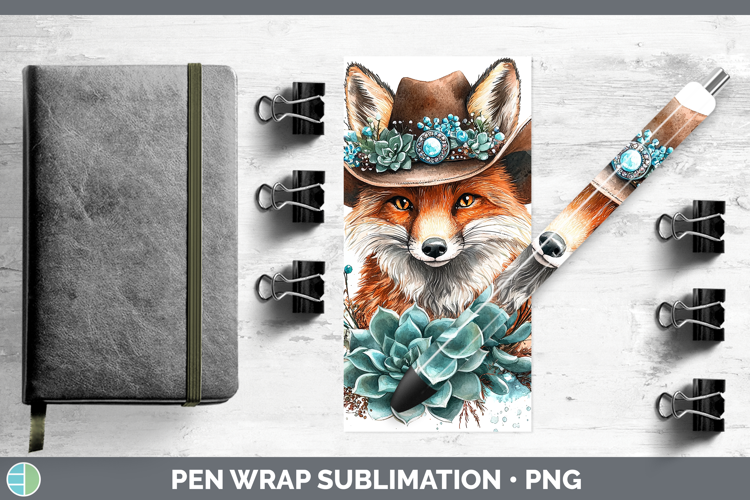Cowboy Fox Pen Wrap Sublimation Pen Designs
