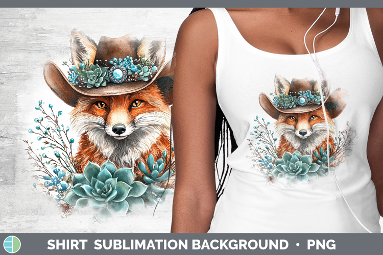 Cowboy Fox Shirt Sublimation Sublimation Background Designs