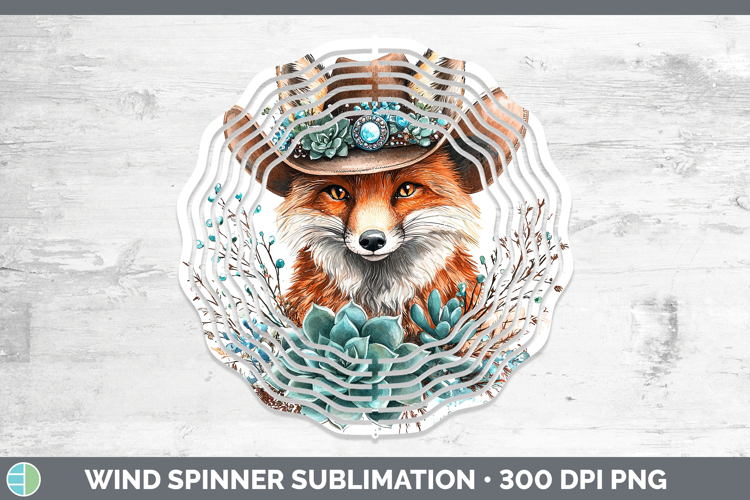 Cowboy Fox Wind Spinner Sublimation Spinner Designs
