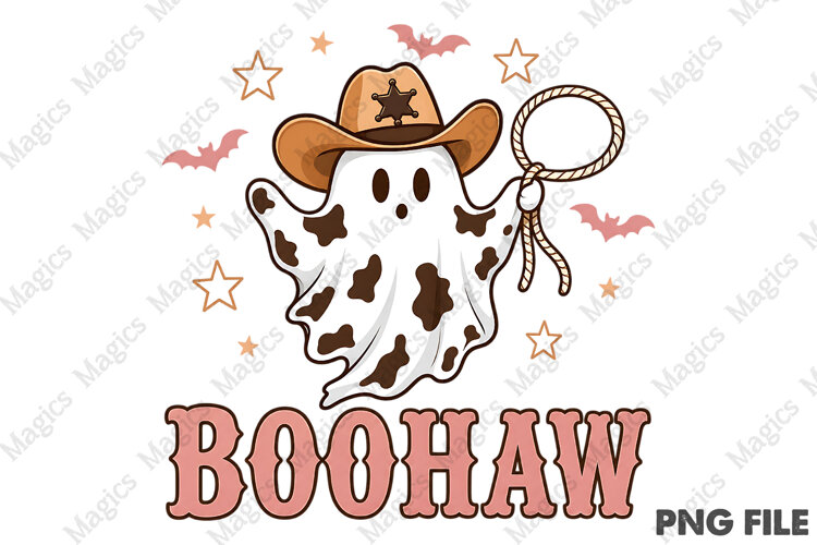 Cowboy Ghost Boohaw Halloween Western PNG example image 1