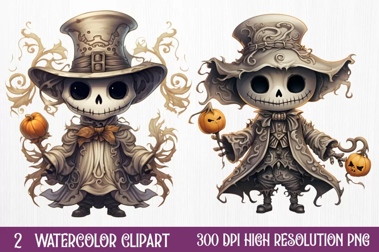 Cowboy Ghost Sublimation Clipart, Watercolor Clipart