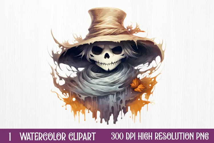 Cowboy Ghost Sublimation Clipart, Watercolor Clipart