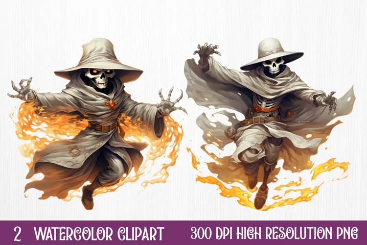 Cowboy Ghost Sublimation Clipart, Watercolor Clipart