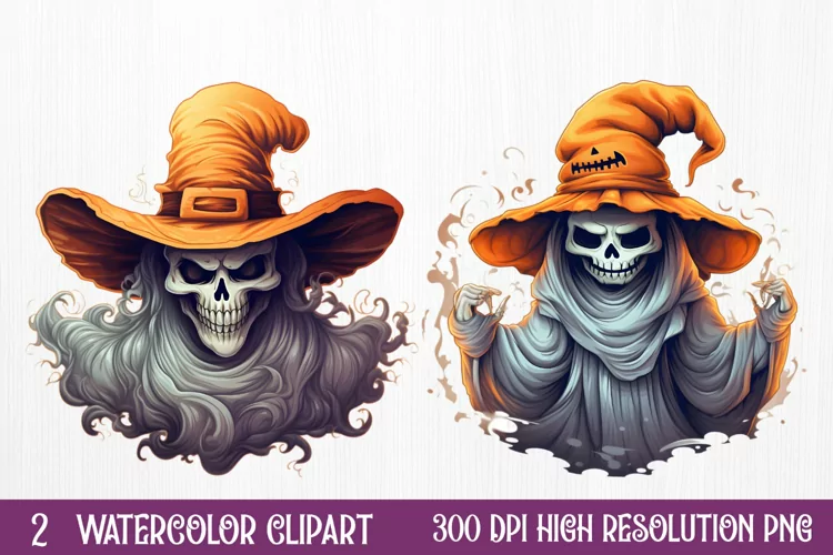 Cowboy Ghost Sublimation Clipart, Watercolor Clipart