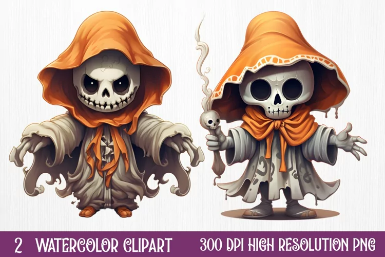 Cowboy Ghost Sublimation Clipart, Watercolor Clipart