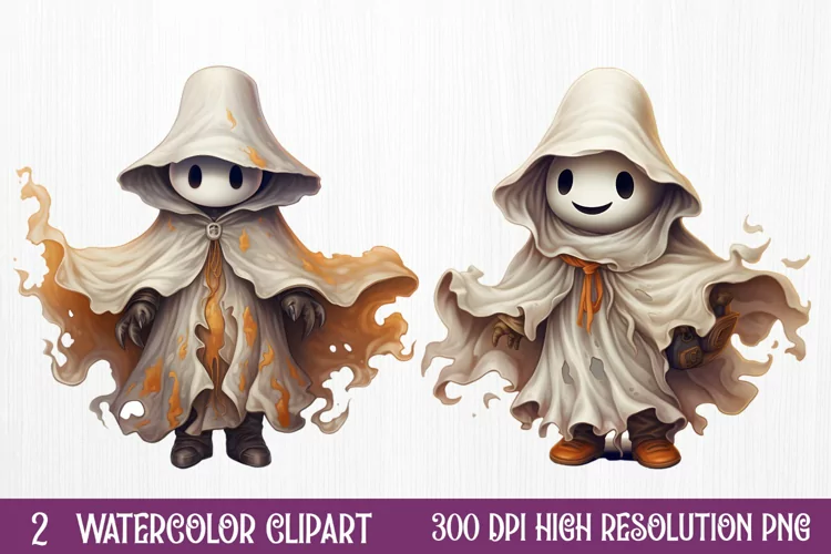 Cowboy Ghost Sublimation Clipart, Watercolor Clipart