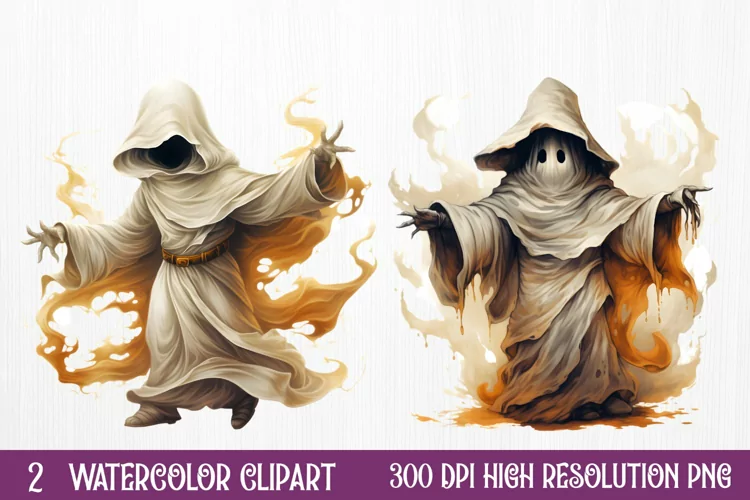 Cowboy Ghost Sublimation Clipart, Watercolor Clipart