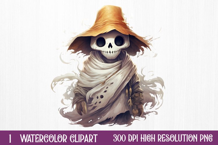 Cowboy Ghost Sublimation Clipart, Watercolor Clipart