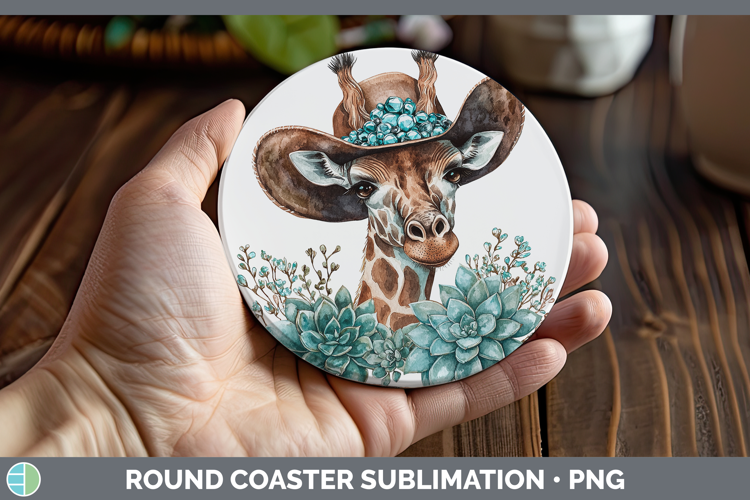 Cowboy Giraffe Round Coaster Sublimation Coaster Designs