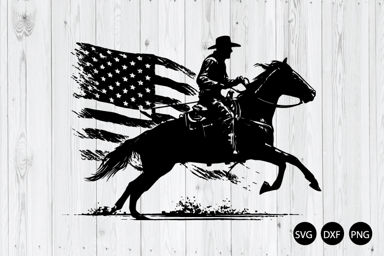 Cowboy On America Flag SVG, 4th of July SVG, Cowboy SVG