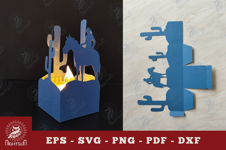 Cowboy Papercut Lantern SVG