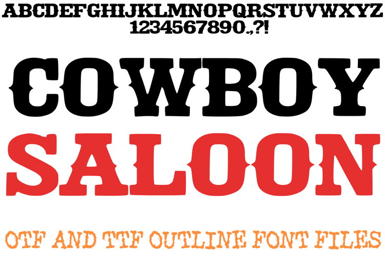 Cowboy Saloon Alphabet Lettering Font Western ABC OTF TTF