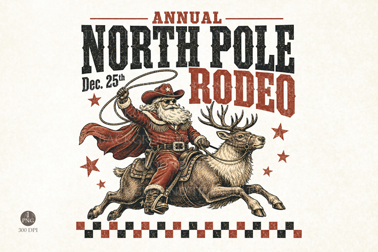 Cowboy Santa Claus digital design - Western Christmas