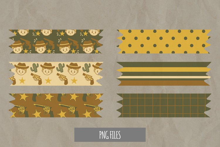 Cowboy with Vintage Color Seamless Patterned Tape example image 1