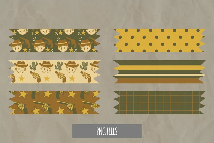 Cowboy with Vintage Color Seamless Patterned Tape