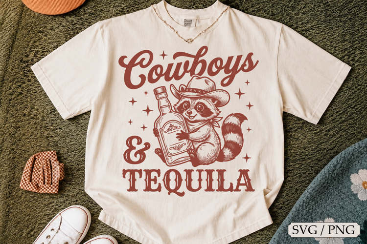 Cowboys & Tequila SVG, Cute Raccoon Western