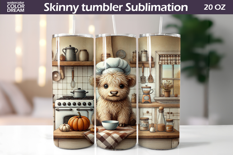 Highland Cow Chef Tumbler | Kitchen Tumbler Sublimation