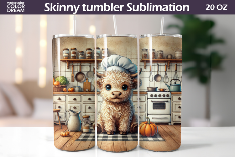 Highland Cow Chef Tumbler | Kitchen Tumbler Sublimation