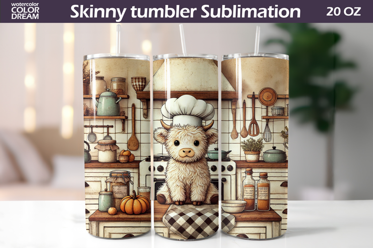 Highland Cow Chef Tumbler | Kitchen Tumbler Sublimation