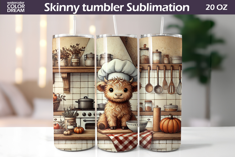 Highland Cow Chef Tumbler | Kitchen Tumbler Sublimation